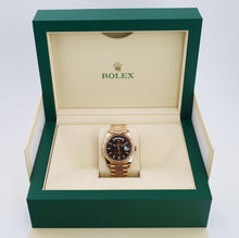 Load image into Gallery viewer, Rolex Day-Date 40 Rose Gold Chocolate Diagnonal Motif Index Dial &amp; Fluted Bezel President Bracelet 228235 -