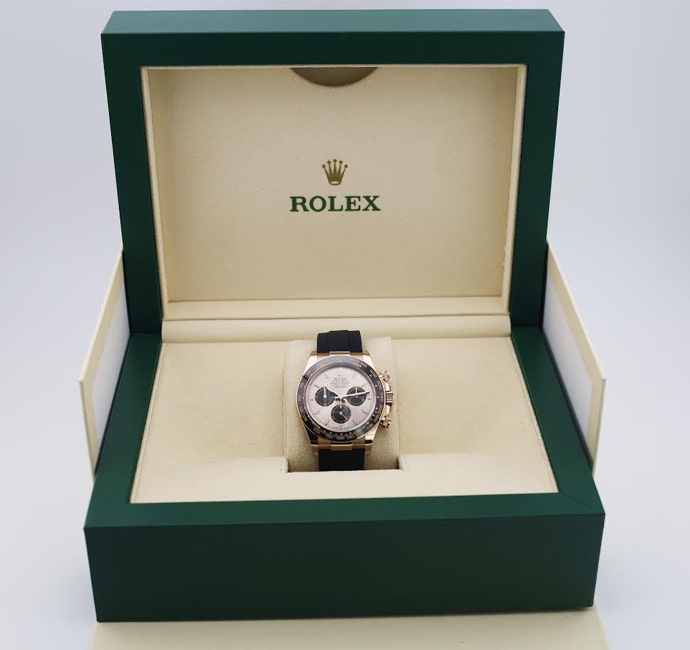 Rolex Daytona Rose Gold Sundust/Bright Black Dial 40 mm Oysterflex Rubber Bracelet Watch - 126515LN