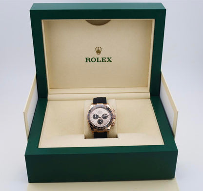 Rolex Daytona Rose Gold Sundust/Bright Black Dial 40 mm Oysterflex Rubber Bracelet Watch - 126515LN