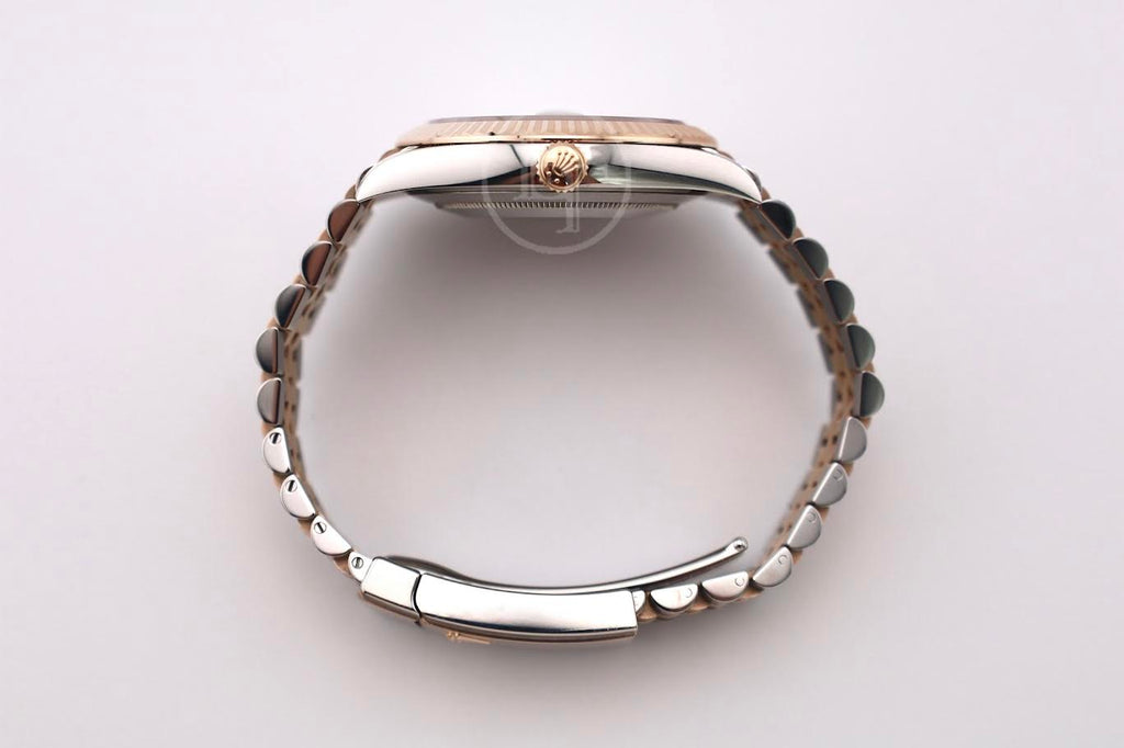 Rolex Datejust 41 Rose Gold/Steel White Mother of Pearl Diamond Dial Fluted Bezel Jubilee Bracelet 126331 -