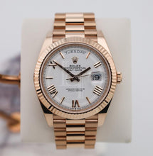 Load image into Gallery viewer, Rolex Day-Date 40 Rose Gold White Roman Dial &amp; Fluted Bezel President Bracelet 228235 -