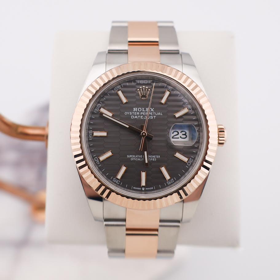 Rolex Datejust 41 Rose Gold/Steel Slate Motif Dial Fluted Bezel Oyster Bracelet 126331