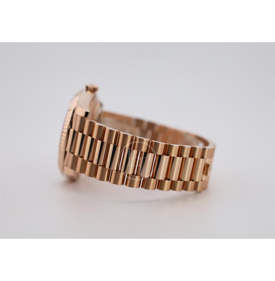 Rolex Day-Date 40 Rose Gold White Roman Dial & Fluted Bezel President Bracelet 228235 -