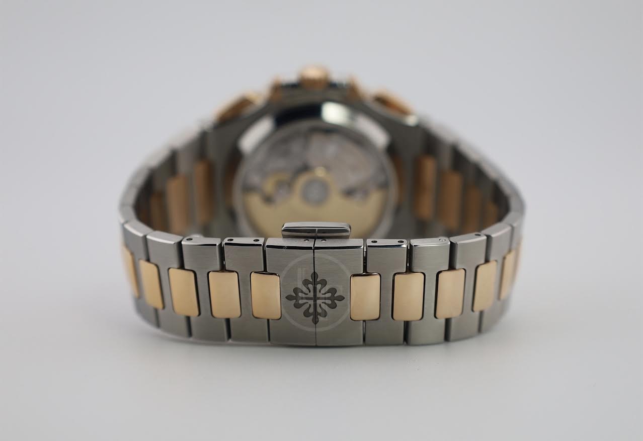 Patek Philippe Nautilus Chronograph Date Automatic Stainless Steel Rose Gold Blue Dial | 5980/1AR-001