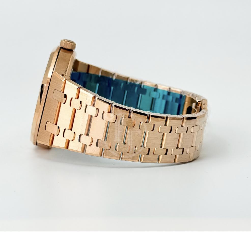 Audemars Piguet Royal Oak Selfwinding Rose Gold 41mm Blue Index Bracelet Watch - 15400OR.OO.1220OR.03