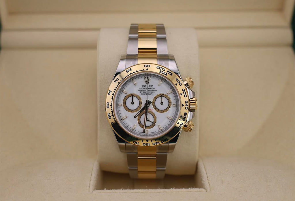 Rolex Yellow Rolesor Cosmograph Daytona Watch - Fixed Bezel - White Index Dial - Oyster Bracelet - 126503 wio