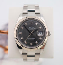 Load image into Gallery viewer, Rolex Datejust 41 White Gold/Steel Dark Rhodium Diamond Dial Fluted Bezel Oyster Bracelet 126334 -