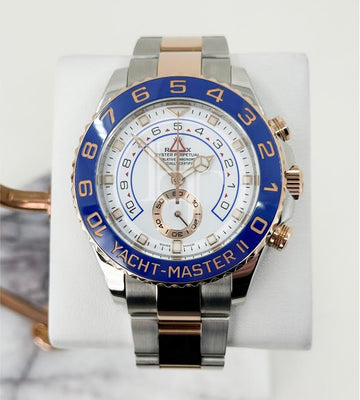 Rolex Yacht-Master II 116681 Blue Ceramic 18k Rose Gold Mercedes Hands Stainless Steel