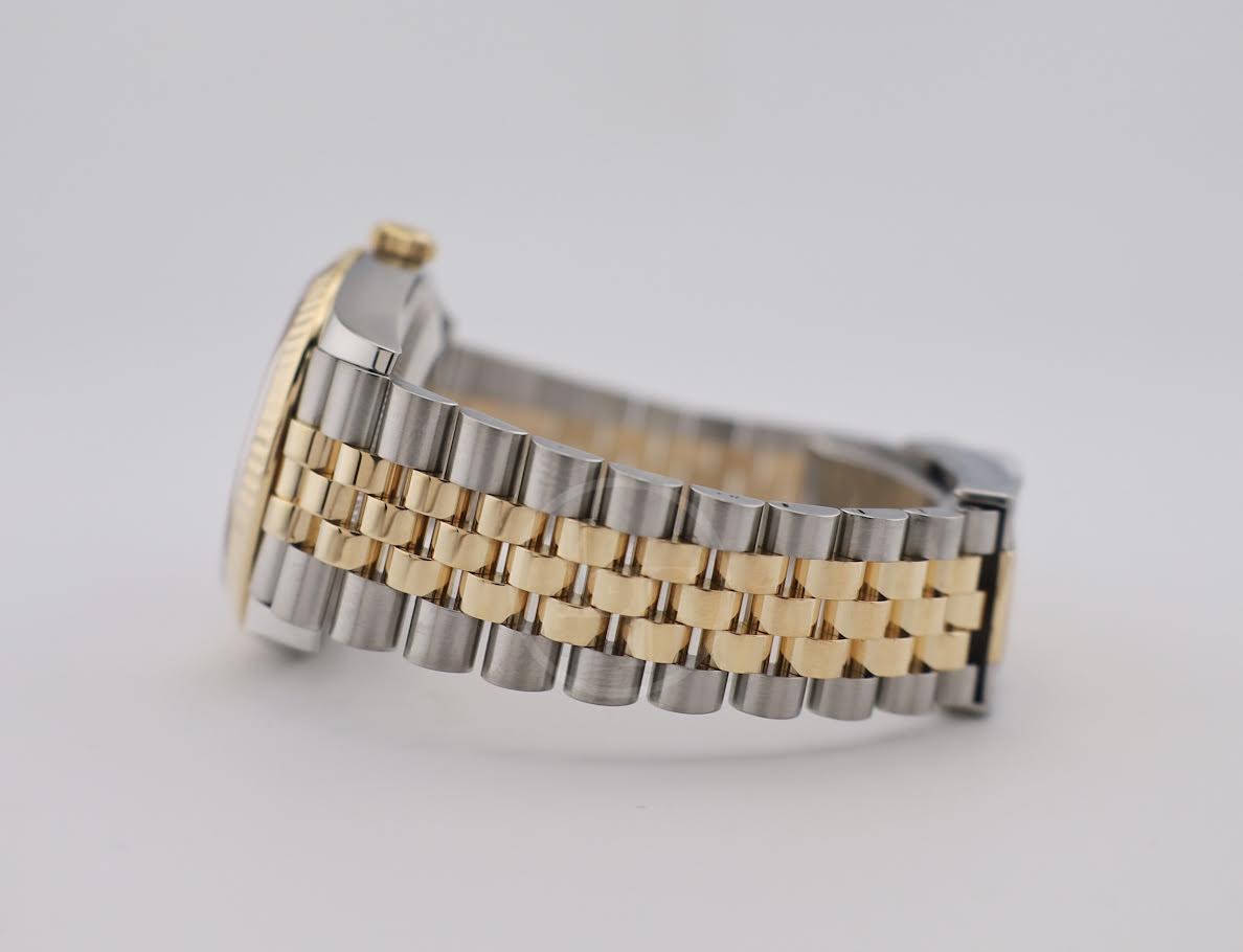 Rolex Datejust 36 Yellow Gold/Steel Silver Roman Diamond VI Dial & Fluted Bezel Jubilee Bracelet 126233