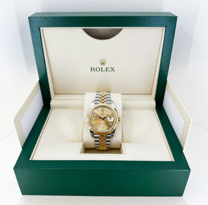 Rolex Datejust 41 Yellow Gold/Steel Champagne Index Dial Fluted Bezel Jubilee Bracelet 126333 -