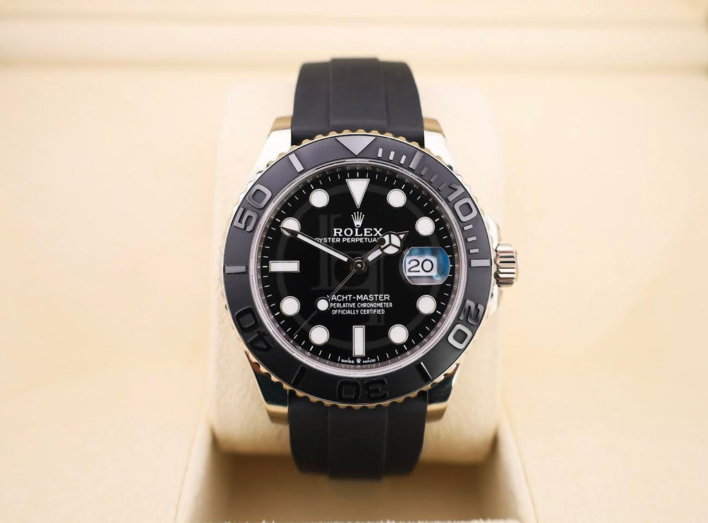 Rolex White Gold Yacht-Master 42 Watch - Black Dial - Oysterflex Strap - 226659 bk