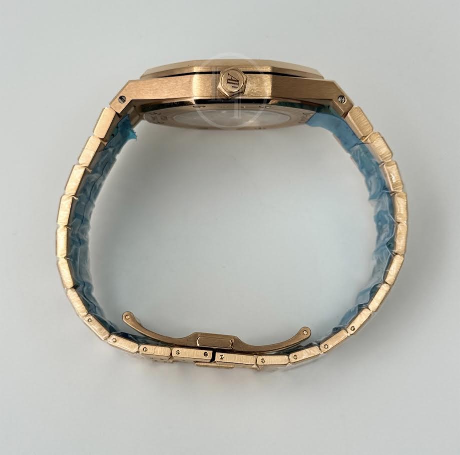 Audemars Piguet Royal Oak Selfwinding Rose Gold 41mm Blue Index Bracelet Watch - 15400OR.OO.1220OR.03