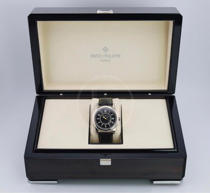 Patek Philippe Calatrava Date Sweep Seconds White Gold Black Carbon Motif Yellow Dial | 6007G-001