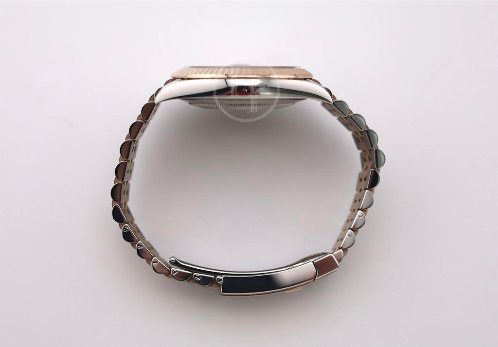 Rolex Datejust 41 Rose Gold/Steel White Mother of Pearl Diamond Dial Fluted Bezel Jubilee Bracelet 126331 -