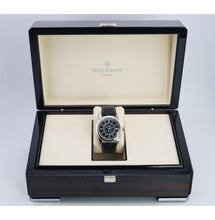 Load image into Gallery viewer, Patek Philippe Calatrava Date Sweep Seconds White Gold Black Carbon Motif Dial Sky Blue | 6007G-011