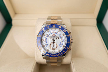 Rolex Yacht-Master II 116681 Blue Ceramic 18k Rose Gold Mercedes Hands Stainless Steel