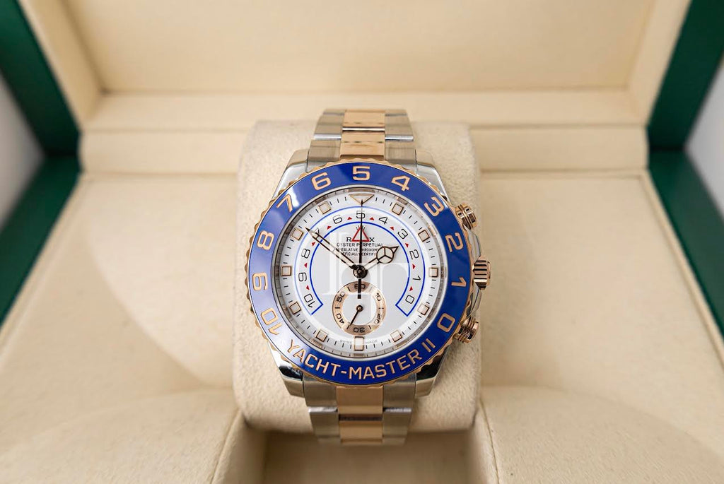 Rolex Yacht-Master II 116681 Blue Ceramic 18k Rose Gold Mercedes Hands Stainless Steel