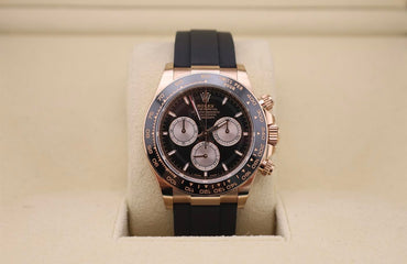 Rolex Daytona Rose Gold Bright Black/Sundust Dial Oysterflex Rubber Bracelet - 126515LN