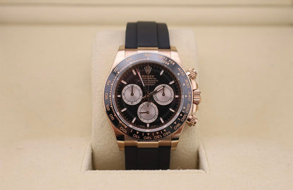 Rolex Daytona Rose Gold Bright Black/Sundust Dial Oysterflex Rubber Bracelet - 126515LN