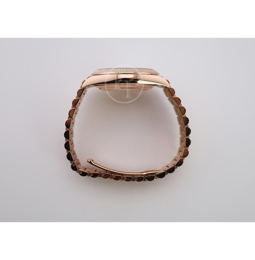 Rolex Day-Date 40 Rose Gold White Roman Dial & Fluted Bezel President Bracelet 228235 -
