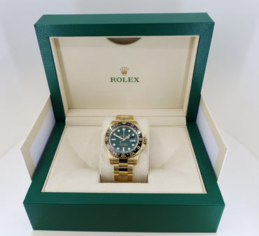 Rolex GMT-Master II Yellow Gold Green Dial Oyster Bracelet 116718LN