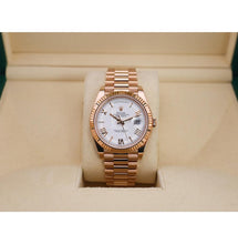 Load image into Gallery viewer, Rolex Day-Date 40 Rose Gold White Roman Dial &amp; Fluted Bezel President Bracelet 228235 -