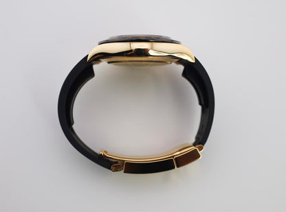 Rolex Daytona Yellow Gold Champagne/Black Index Dial Ceramic Bezel Oysterflex Rubber Bracelet 116518LN