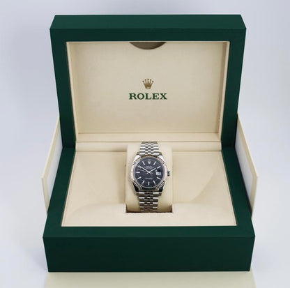 Rolex Datejust 41 White Gold/Steel Black Index Dial Fluted Bezel Jubilee Bracelet 126334 -