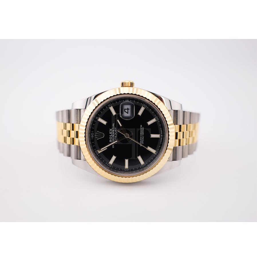 Rolex Datejust 41 Yellow Gold/Steel Black Index Dial Fluted Bezel Jubilee Bracelet 126333 -