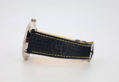 Patek Philippe Calatrava Date Sweep Seconds White Gold Black Carbon Motif Yellow Dial | 6007G-001