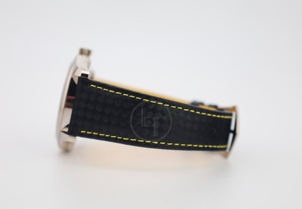 Patek Philippe Calatrava Date Sweep Seconds White Gold Black Carbon Motif Yellow Dial | 6007G-001