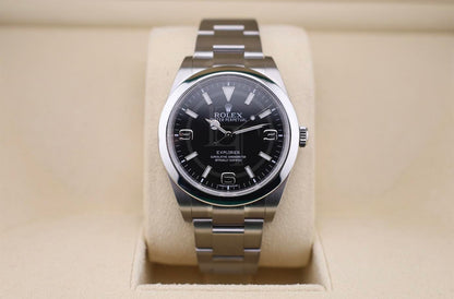Rolex Explorer Stainless Steel Black Arabic Index 39mm Lume Dial Oyster Bracelet - 214270