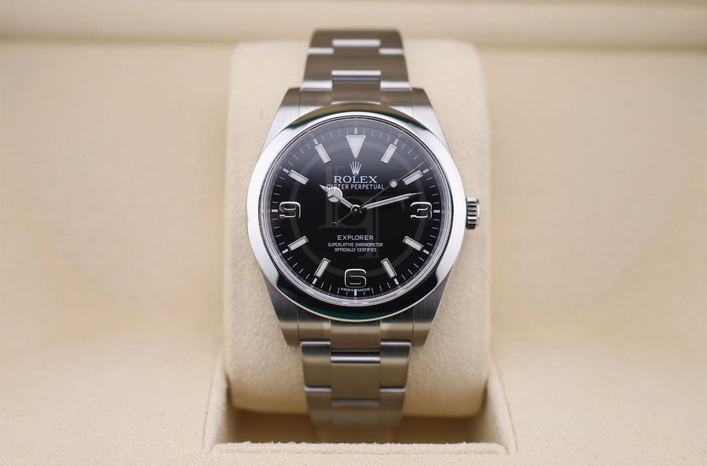 Rolex Explorer Stainless Steel Black Arabic Index 39mm Lume Dial Oyster Bracelet - 214270