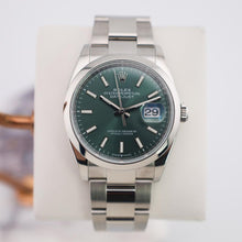 Load image into Gallery viewer, Rolex Datejust 36 Stainless Steel Mint Green Index Dial &amp; Smooth Domed Bezel Oyster Bracelet 126200