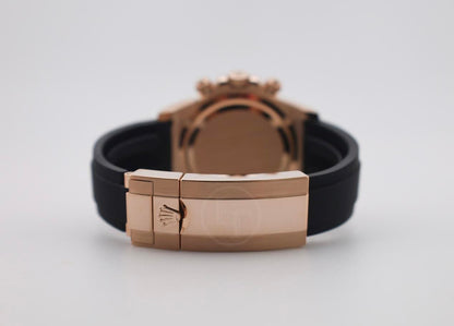 Rolex Daytona Rose Gold Bright Black/Sundust Dial Oysterflex Rubber Bracelet - 126515LN