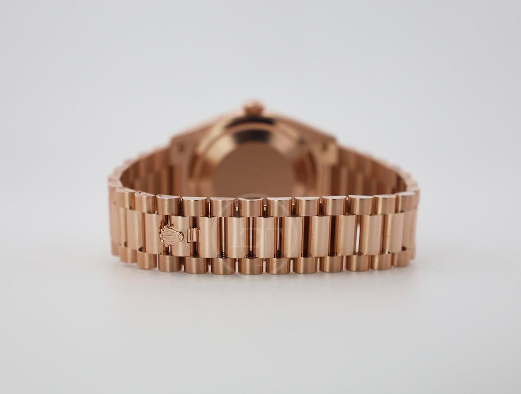 Rolex Day-Date 36 mm President Rose Gold Green Aventurine Diamond Dial Fluted Bezel - 128235