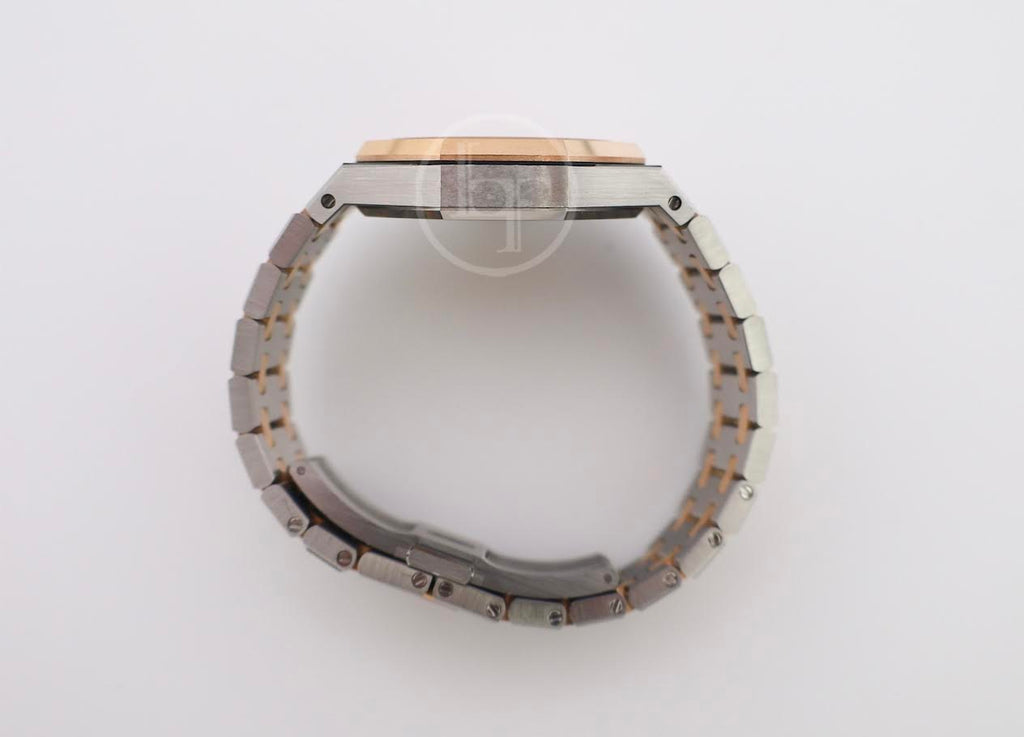 Audemars Piguet Royal Oak 34mm Stainless Steel Rose Gold Bezel Silver Dial - 77350SR.OO.1261SR.01