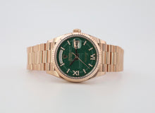 Load image into Gallery viewer, Rolex Day-Date 36 mm President Rose Gold Green Aventurine Diamond Dial Fluted Bezel - 128235