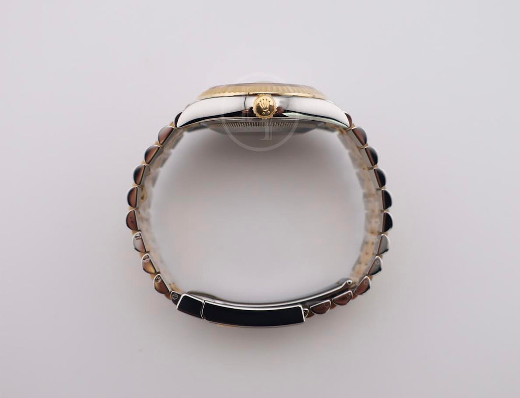 Rolex Datejust 36 Yellow Gold/Steel Silver Roman Diamond VI Dial & Fluted Bezel Jubilee Bracelet 126233