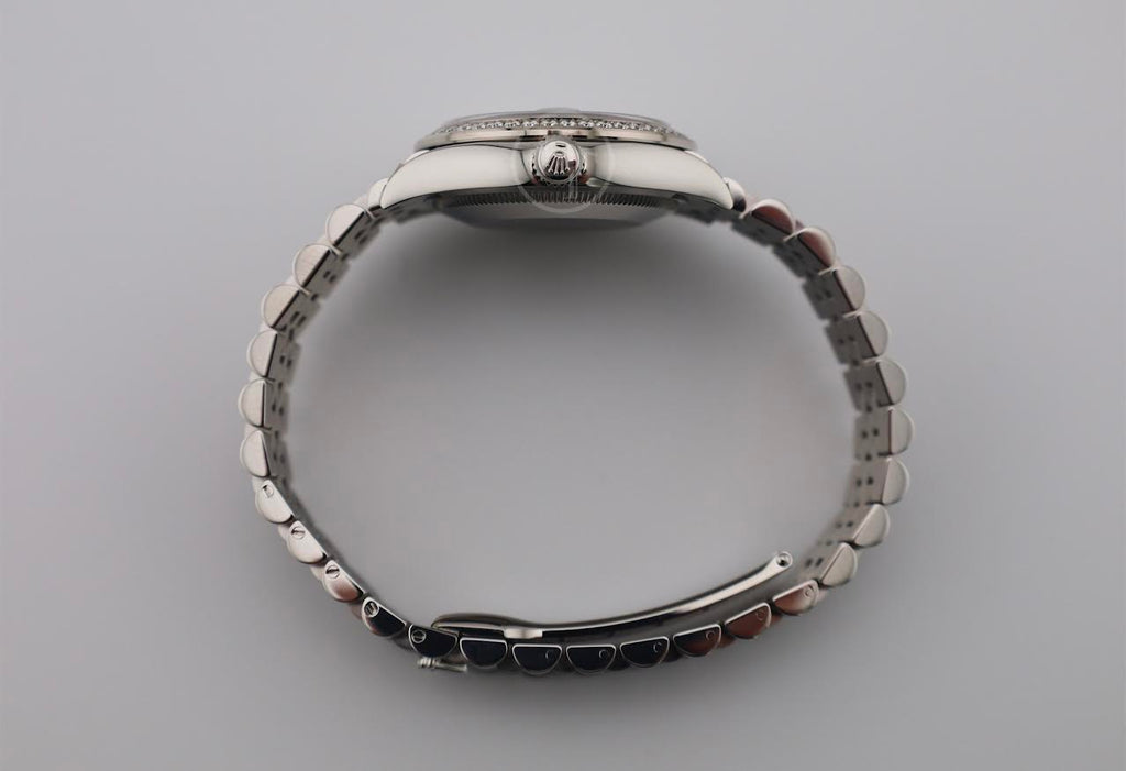 Rolex Steel and White Gold Datejust 31 Watch - Diamond Bezel - White Mother-Of-Pearl Diamond Dial - Oyster Bracelet - 278384RBR mdo