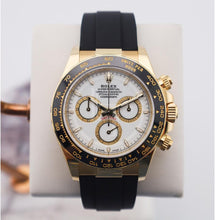 Load image into Gallery viewer, Rolex Yellow Gold Cosmograph Daytona Watch - Black Cerachrom Bezel - White Index Dial - Oysterflex Strap - 126518ln wiof