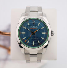 Load image into Gallery viewer, Rolex Milgauss Green Crystal Stainless Steel Blue Dial &amp; Bezel Oyster Bracelet 116400GV