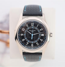 Load image into Gallery viewer, Patek Philippe Calatrava Date Sweep Seconds White Gold Black Carbon Motif Dial Sky Blue | 6007G-011