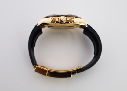 Rolex Daytona Yellow Gold Champagne/Black Index Dial Ceramic Bezel Oysterflex Rubber Bracelet 116518LN