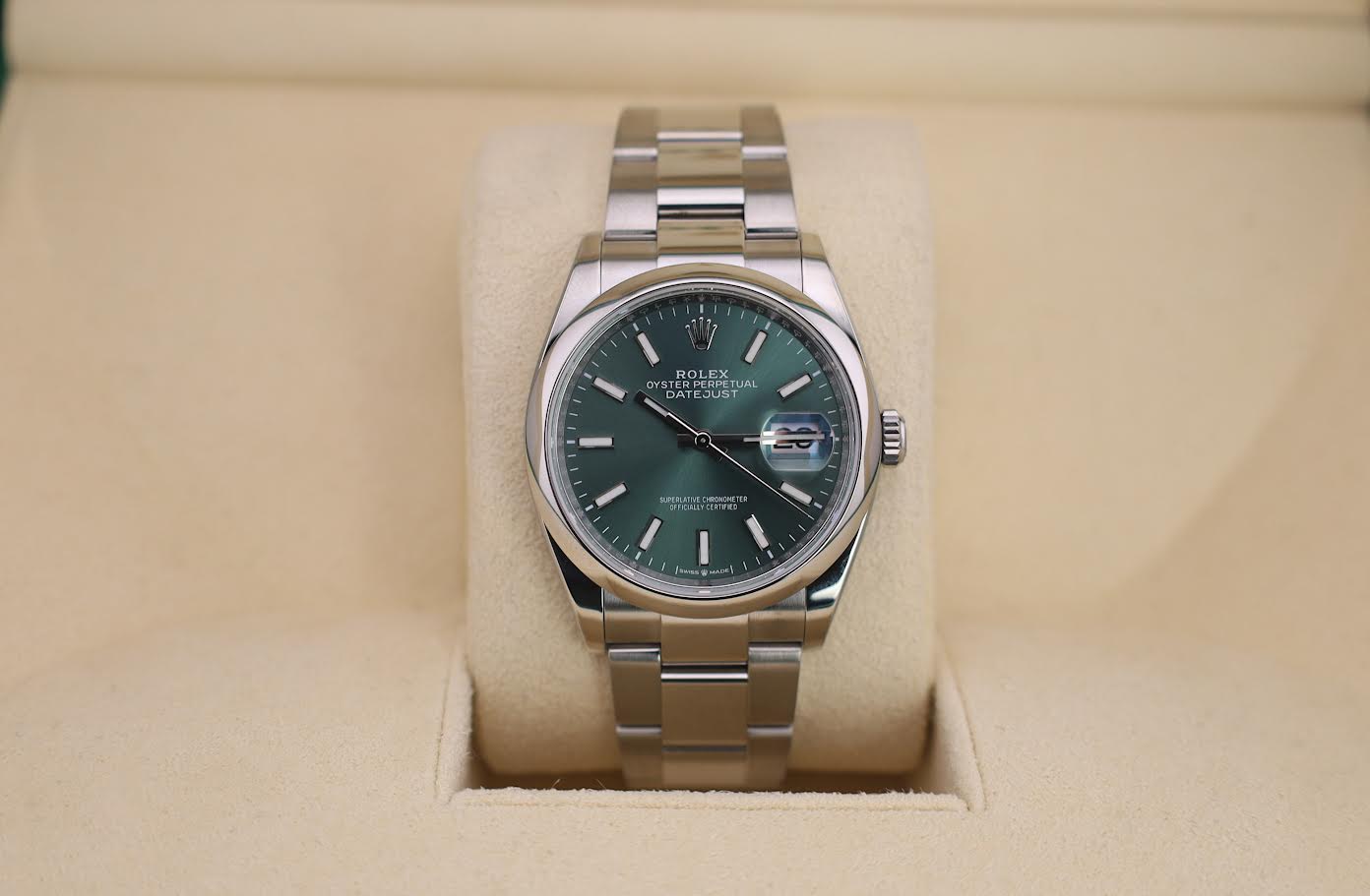 ときすけ Rolex S/Steel Mint Green Index Dial - Oyster Bracelet 126200