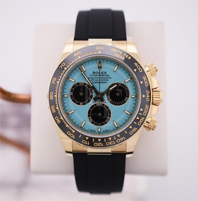 Rolex Cosmograph Daytona 40mm Yellow Gold Turquoise Blue Black Dial Cerachrom Bezel Oysterflex Bracelet - 126518LN - 2025