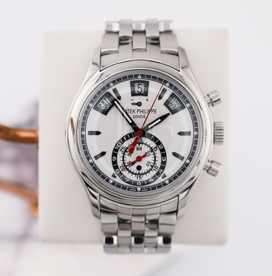 Patek Philippe Complications Day-Date Annual Calendar Chronograph Stainless Steel 40.5mm White Dial Bracelet | 5960/1A-001
