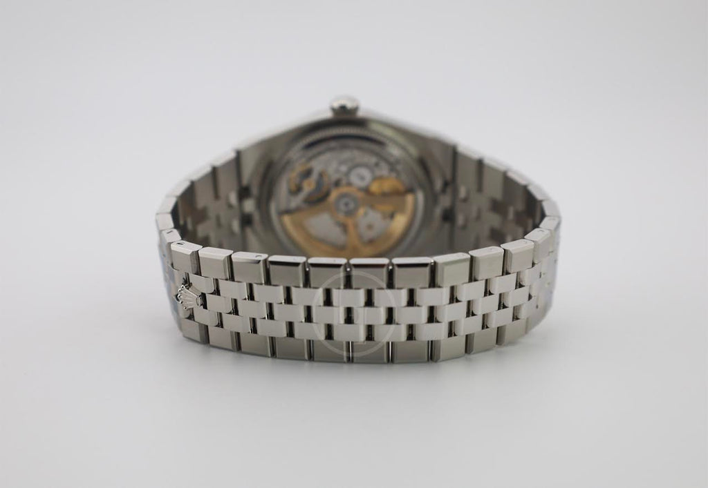 Rolex Land-Dweller 40 White Gold Oystersteel Intense White Honeycomb Motif Dial Fluted Bezel Flat Jubilee Bracelet 127334 - 2025