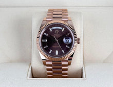 Load image into Gallery viewer, Rolex Day-Date 40 Rose Gold Chocolate Diamond Dial &amp; Fluted Bezel President Bracelet 228235 -