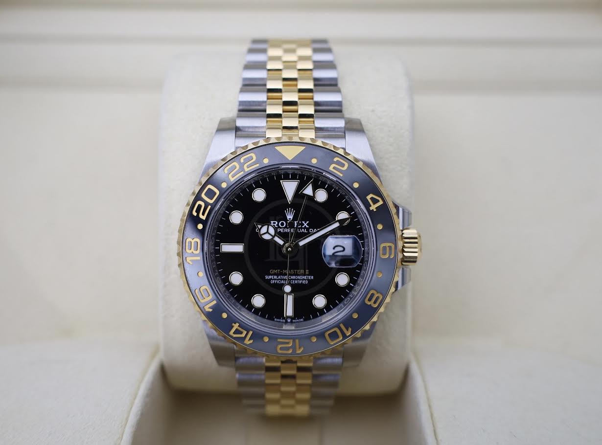 Rolex GMT-Master II Yellow Gold/Steel Black Dial 40mm Jubilee Bracelet Watch - 126713GRNR